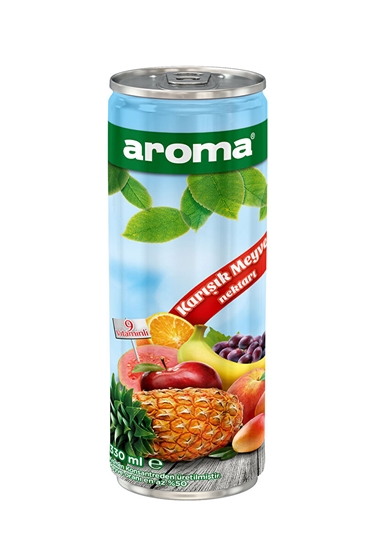 Picture of Aroma Meyve Suyu 330 ml Teneke Kutu x 24'lü Karışık Meyve Nektarı