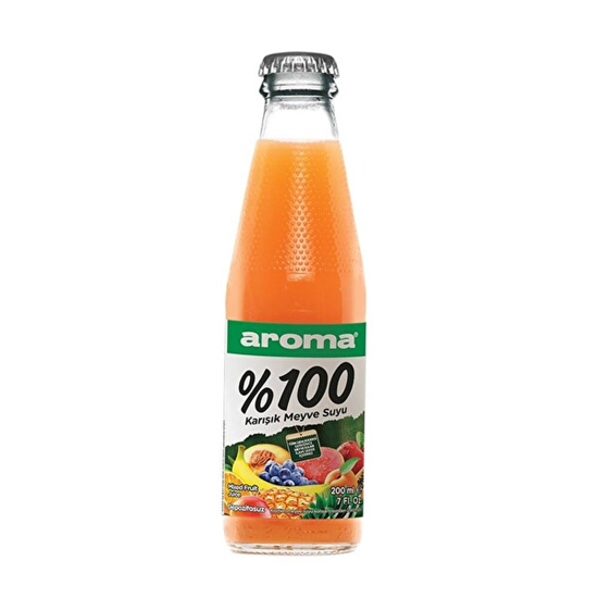 Picture of Aroma 9 Vitaminli Meyve Suyu Cam Şişe 200 ml x 24'lü Koli Karışık Meyve Nektarı