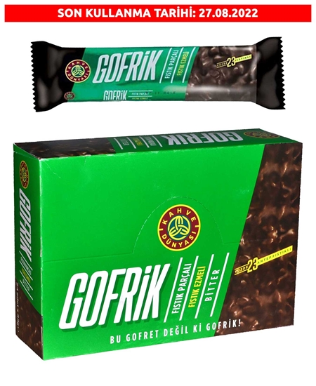Picture of Kahve Dünyası Gofrik Antep Fıstıklı Bitter Çikolata Kaplamalı Gofret 33 g X 24'lü Paket