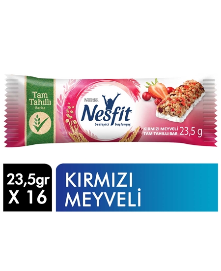 Picture of Nestle Nesfit Tam Tahıllı Bar 23,5 gr X 16'lı Paket Kırmızı Meyveli