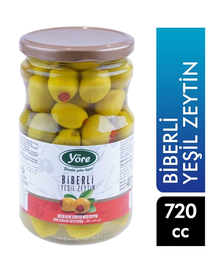 Picture of Yöre Yeşil Zeytin 720 cc Biberli Domat 231-260 Calibre